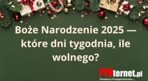 Boże Narodzenie 2025 — które dni tygodnia i ile wolnego?