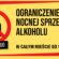 Oficjalny baner informacyjny Urzędu m.st. Warszawy o ograniczeniu nocnej sprzedaży alkoholu w godzinach 22:00–6:00 w całym mieście od 1 czerwca 2026 roku. Żółte tło, znak zakazu z butelkami alkoholu.