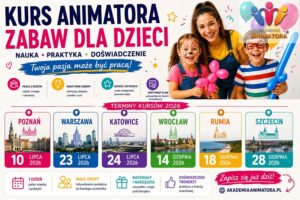 Terminy Kursu Animatora Zabaw dla Dzieci wakacje 2026 – 6 miast Akademii Animatora®