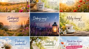 Darmowe kartki z życzeniami – Miłego dnia, Pięknego poranka, Cudownego popołudnia, Spokojnego wieczoru, Dobrej nocy, Miłej kawy, Pięknego weekendu i Udanej niedzieli
