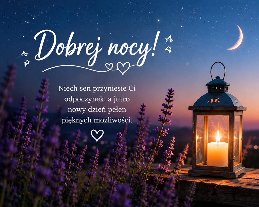 Kartka Dobrej Nocy – piękna nocna kartka z życzeniami i lampionem