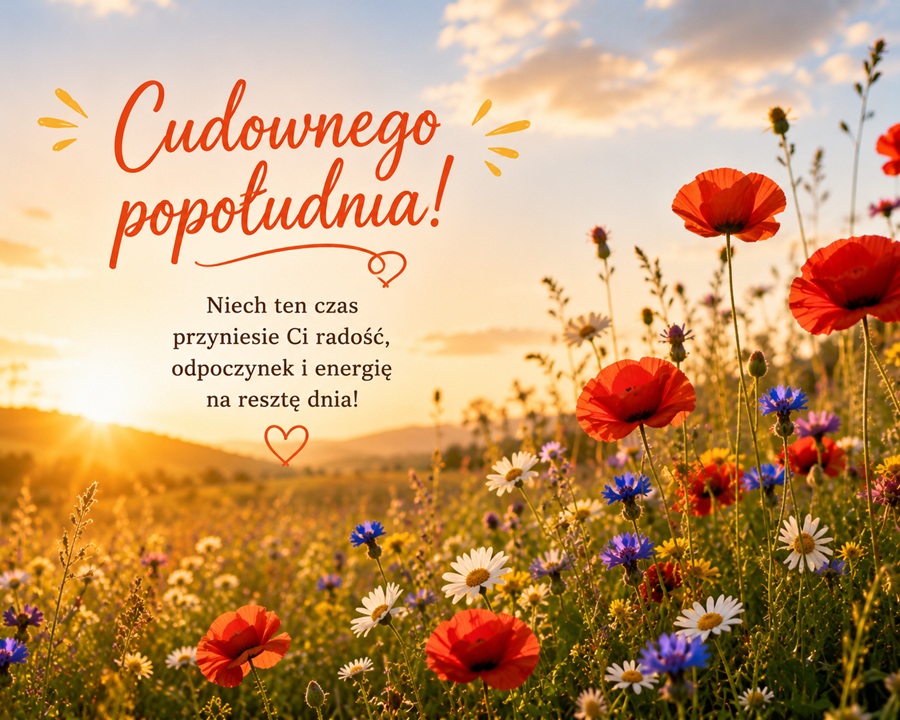 Kartka Cudownego Popołudnia – piękna kartka z makami i polnymi kwiatami