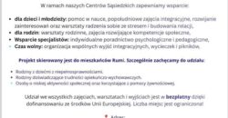Plakat informacyjny projektu Osiedlowe Centra Usług Społecznych w Rumi